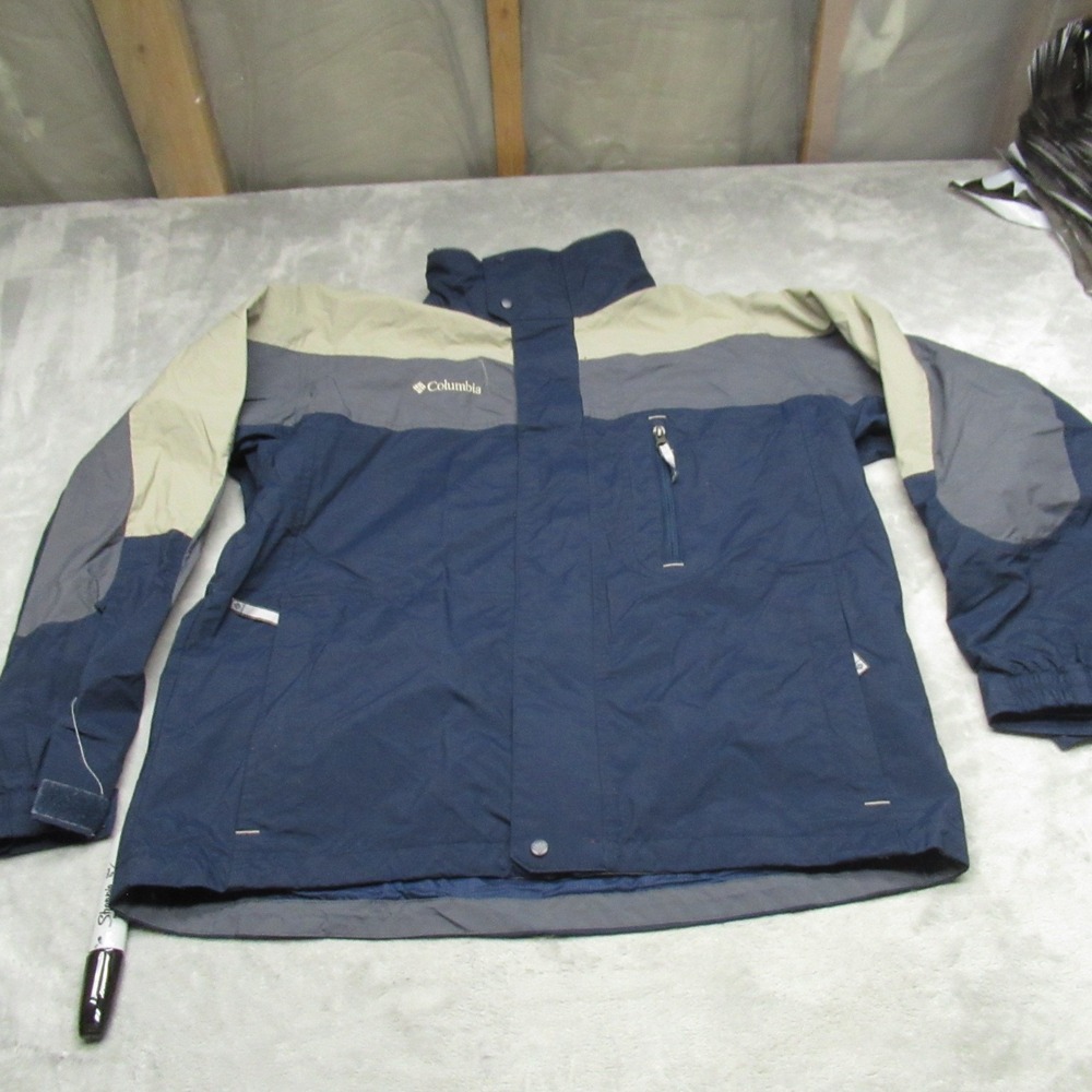 Columbia Jacket Mens Medium Blue Waterproof Wind Rain Light Hiking‎ 3in1 Shell